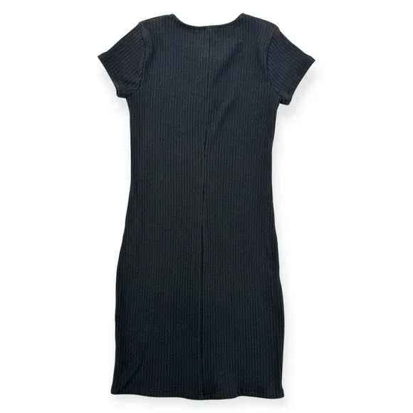 Madewell Dress Womens XS Black Ribbed Button up Pencil Fitted Knit Stretch - Picture 2 of 7